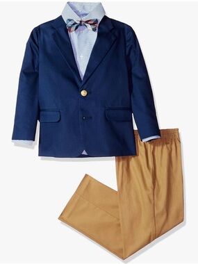 Izod Navy Blazer with Tan Pants Boys' Suit Set